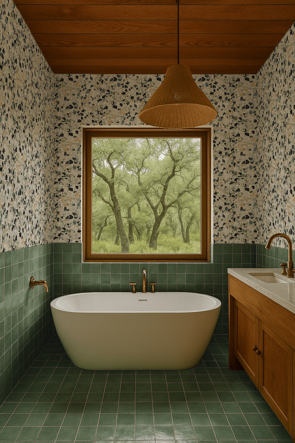Mojave Terrazzo Wallpaper, green and orange - mosswell.us