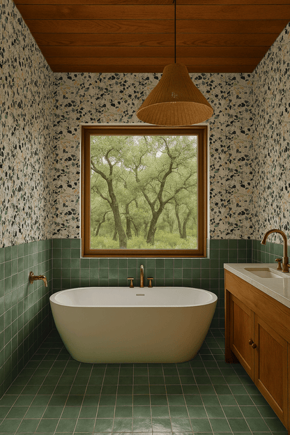 Mojave Terrazzo Wallpaper, green and orange - mosswell.us