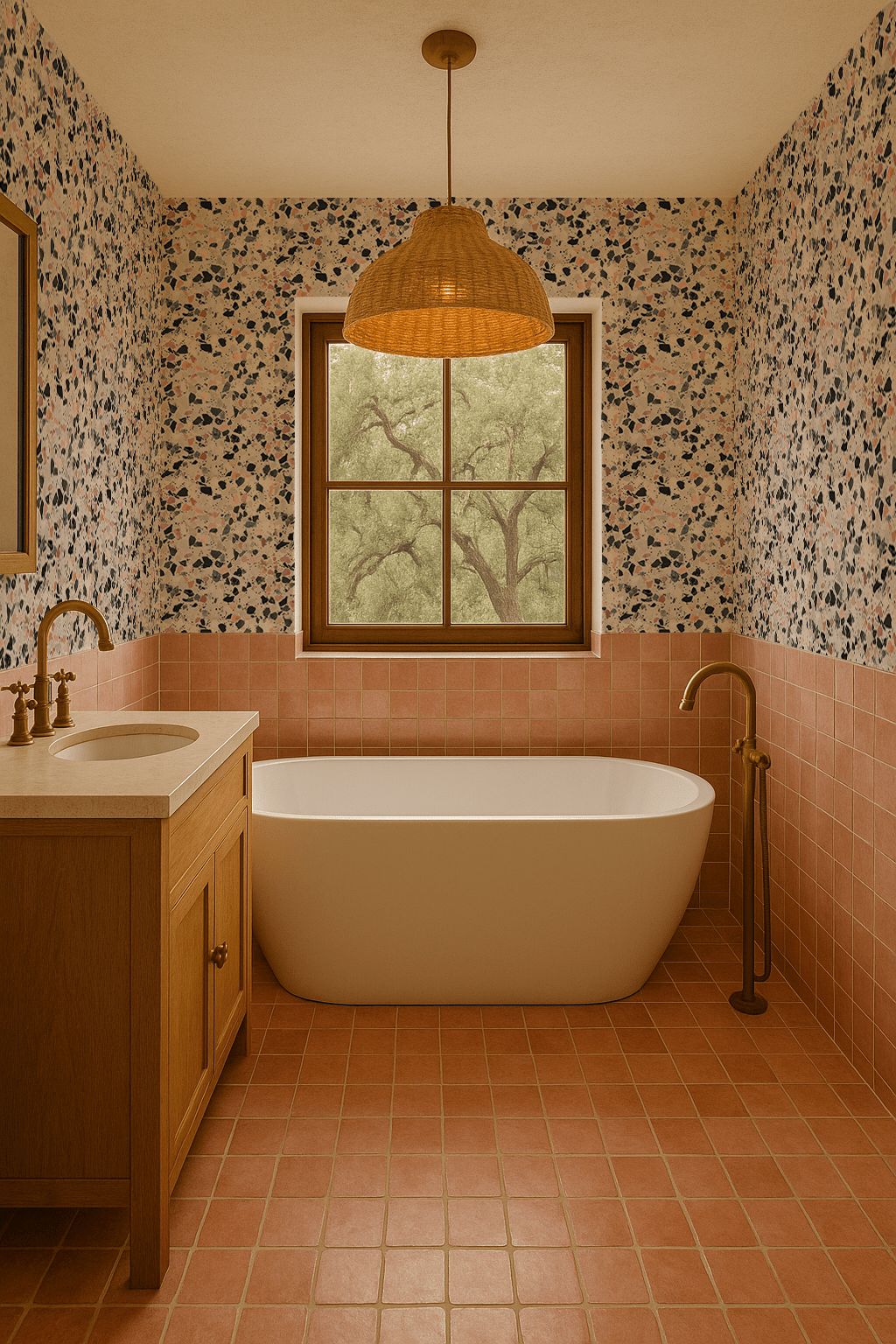 Mojave Terrazzo Wallpaper, mauve and gray - mosswell.us