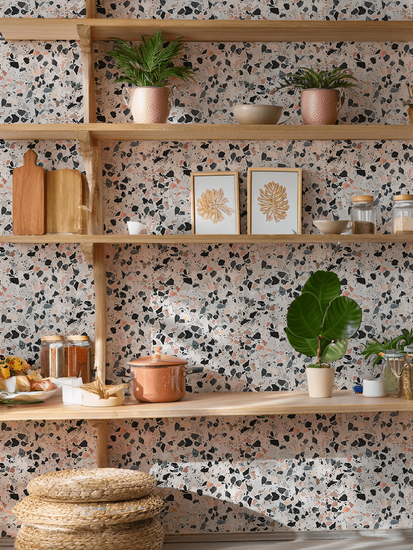 Mojave Terrazzo Wallpaper, mauve and gray - mosswell.us