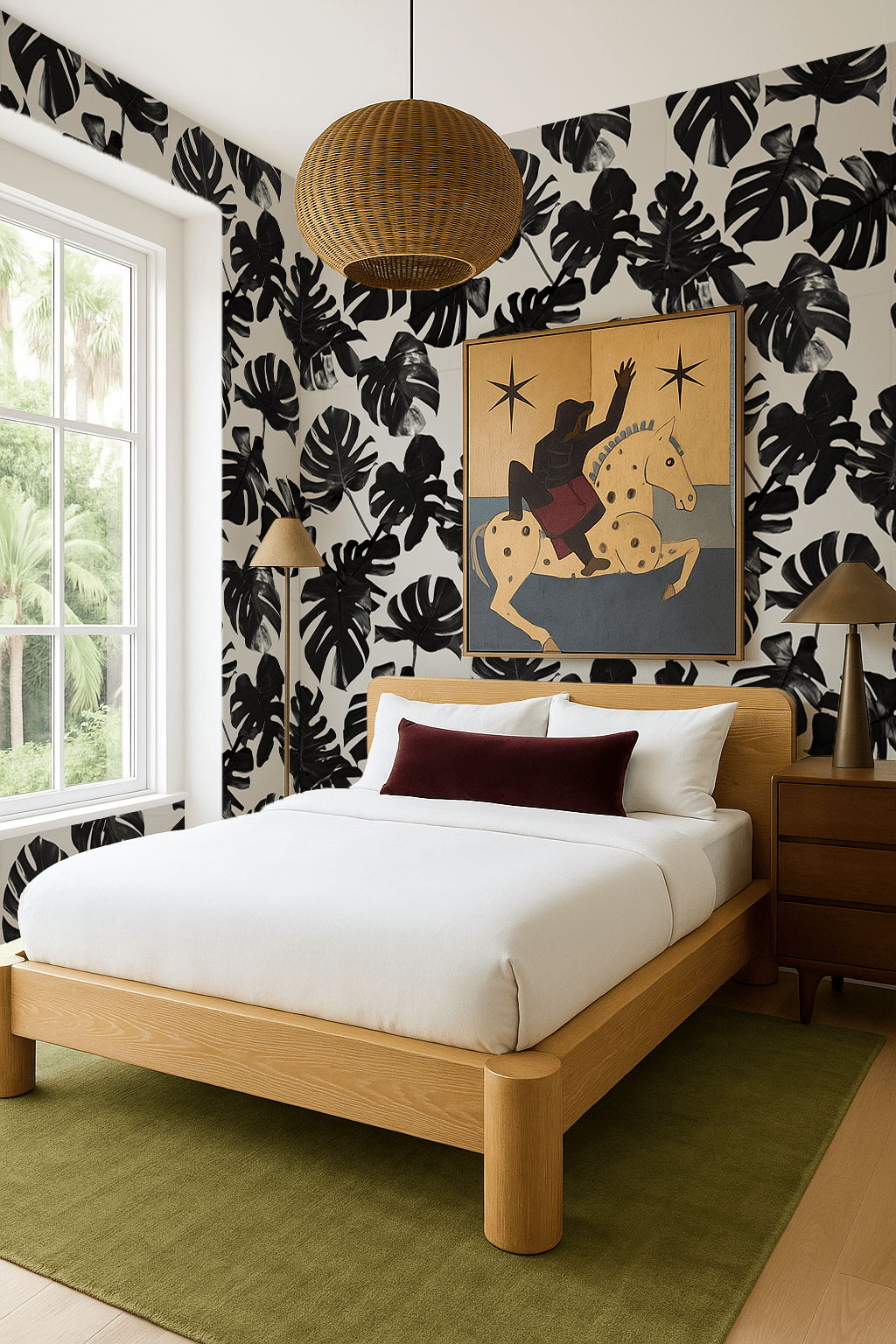 Monstera Leaf Wallpaper, black & off - white - mosswell.us