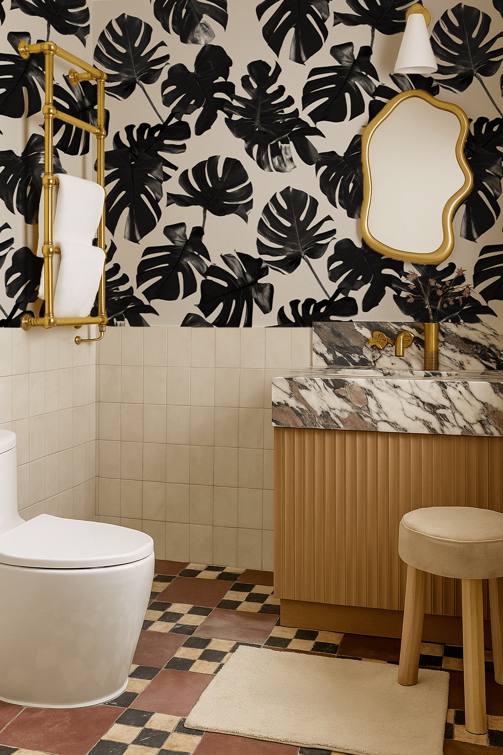 Monstera Leaf Wallpaper, black & off - white - mosswell.us
