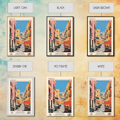 Naples Italy Travel Poster Framed Canvas Print, Midcentury Modern Art, Pop Art Wall Decor, Scenic Wall Art, Living Room Decoration, Office Art - mosswell.us