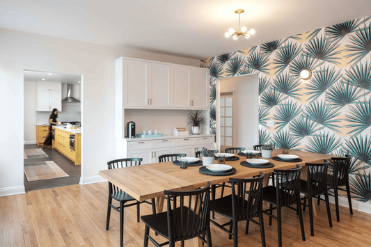 Palm Deco Wallpaper, green and yellow - mosswell.us