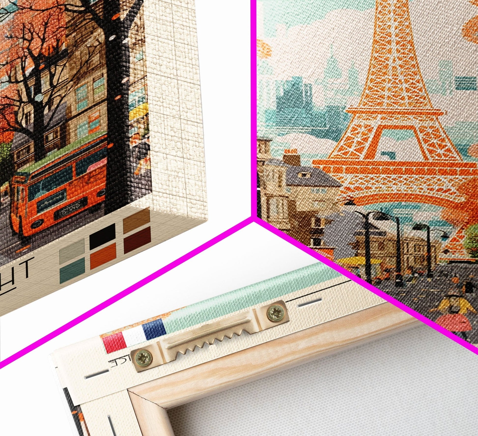 Paris France Travel Poster Framed Canvas Print, Midcentury Modern Art, Pop Art Wall Decor, Scenic Wall Art, Living Room Decoration, Office Gift - mosswell.us