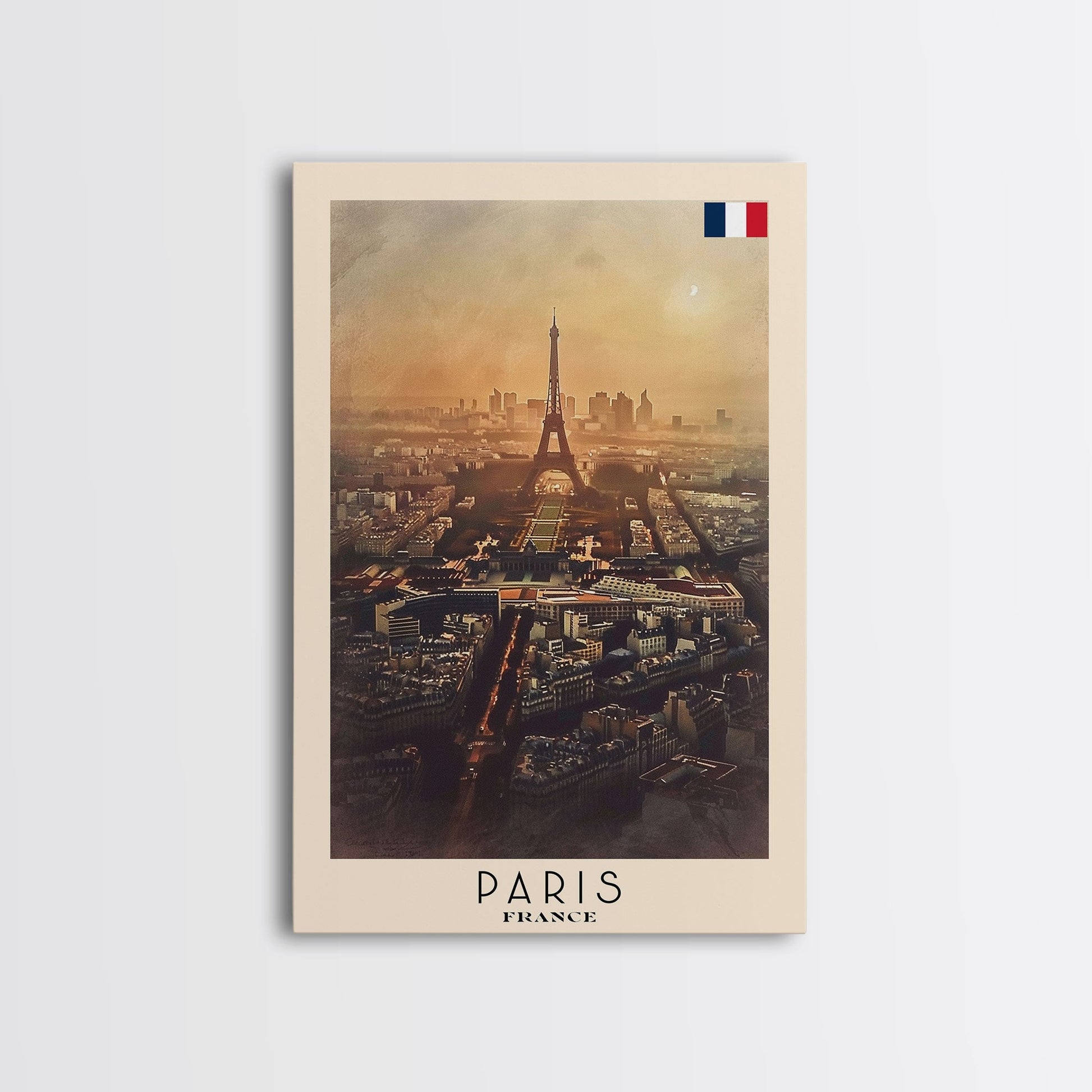 Paris France Travel Poster Framed Canvas Print, Watercolor Painting, Scenic Wall Art, Home Decor, French Cityscape, Classic Art - mosswell.us