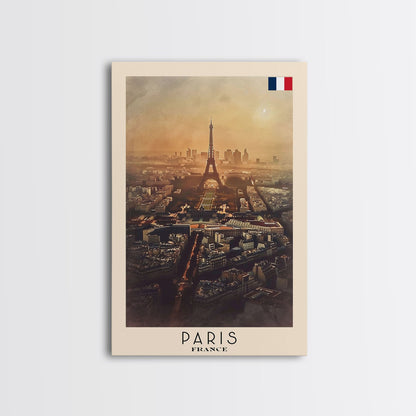 Paris France Travel Poster Framed Canvas Print, Watercolor Painting, Scenic Wall Art, Home Decor, French Cityscape, Classic Art - mosswell.us