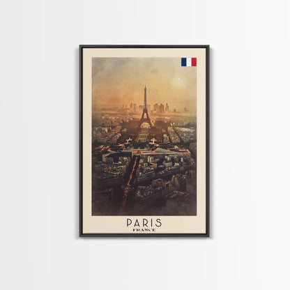 Paris France Travel Poster Framed Canvas Print, Watercolor Painting, Scenic Wall Art, Home Decor, French Cityscape, Classic Art - mosswell.us