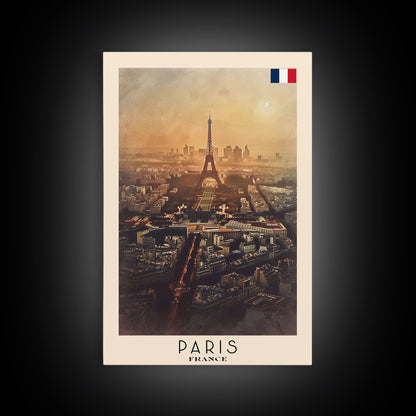 Paris France Travel Poster Framed Canvas Print, Watercolor Painting, Scenic Wall Art, Home Decor, French Cityscape, Classic Art - mosswell.us