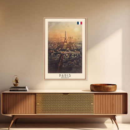 Paris France Travel Poster Framed Canvas Print, Watercolor Painting, Scenic Wall Art, Home Decor, French Cityscape, Classic Art - mosswell.us