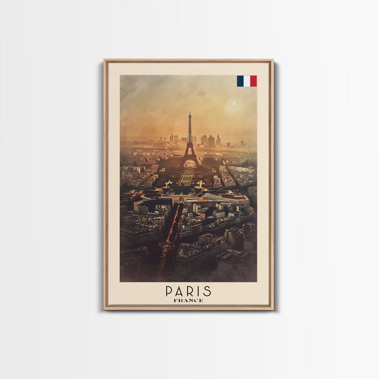 Paris France Travel Poster Framed Canvas Print, Watercolor Painting, Scenic Wall Art, Home Decor, French Cityscape, Classic Art - mosswell.us