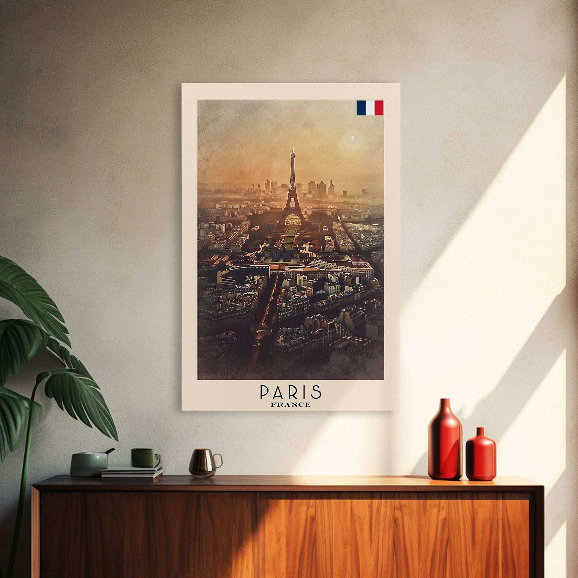 Paris France Travel Poster Framed Canvas Print, Watercolor Painting, Scenic Wall Art, Home Decor, French Cityscape, Classic Art - mosswell.us