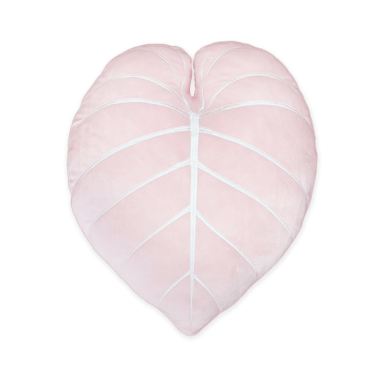 Philodendron Gloriosum Leaf Plush Pillow - Baby Pink - mosswell.us