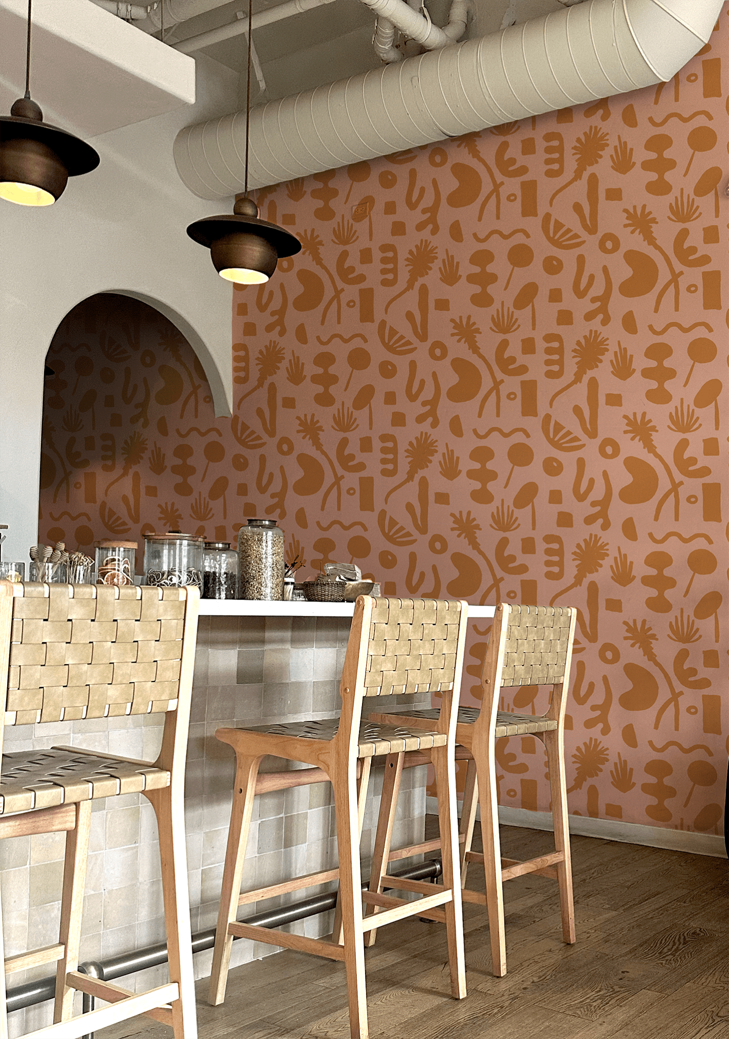 Pool Side Wallpaper, pink & orange - mosswell.us