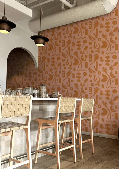 Pool Side Wallpaper, pink & orange - mosswell.us