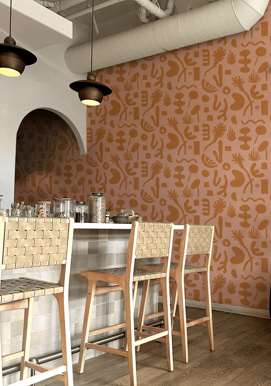 Pool Side Wallpaper, pink & orange - mosswell.us
