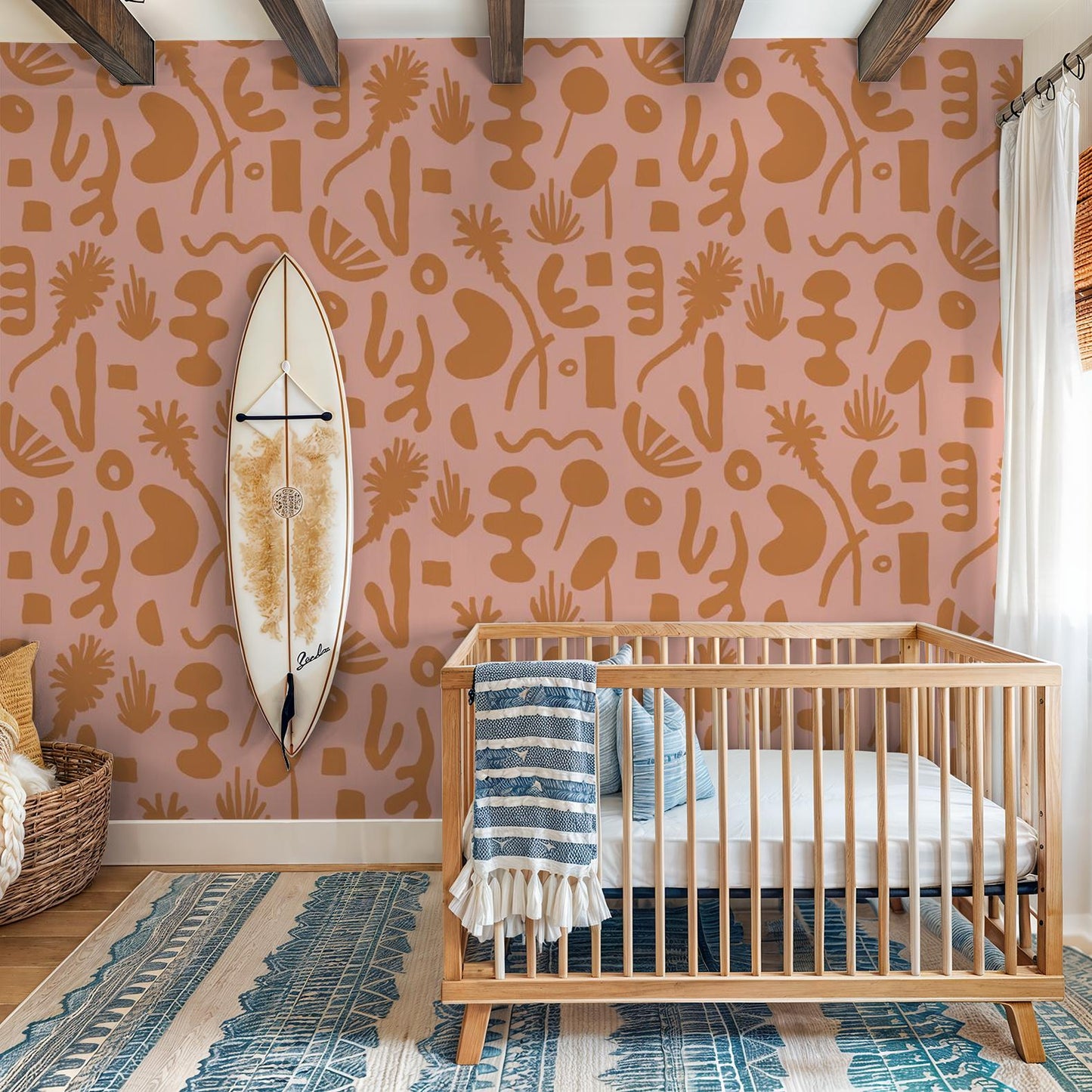 Pool Side Wallpaper, pink & orange - mosswell.us