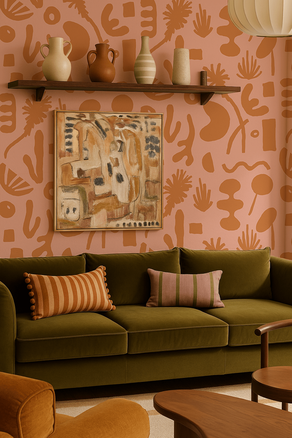 Pool Side Wallpaper, pink & orange - mosswell.us