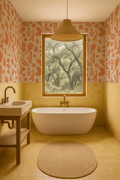 Pool Side Wallpaper, tan and orange - mosswell.us