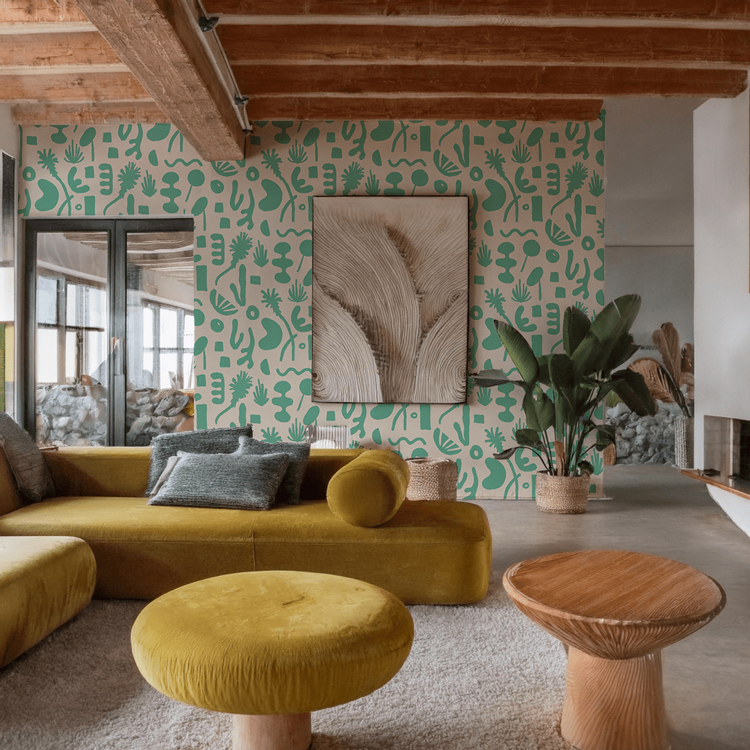 Pool Side Wallpaper, tan and teal - mosswell.us