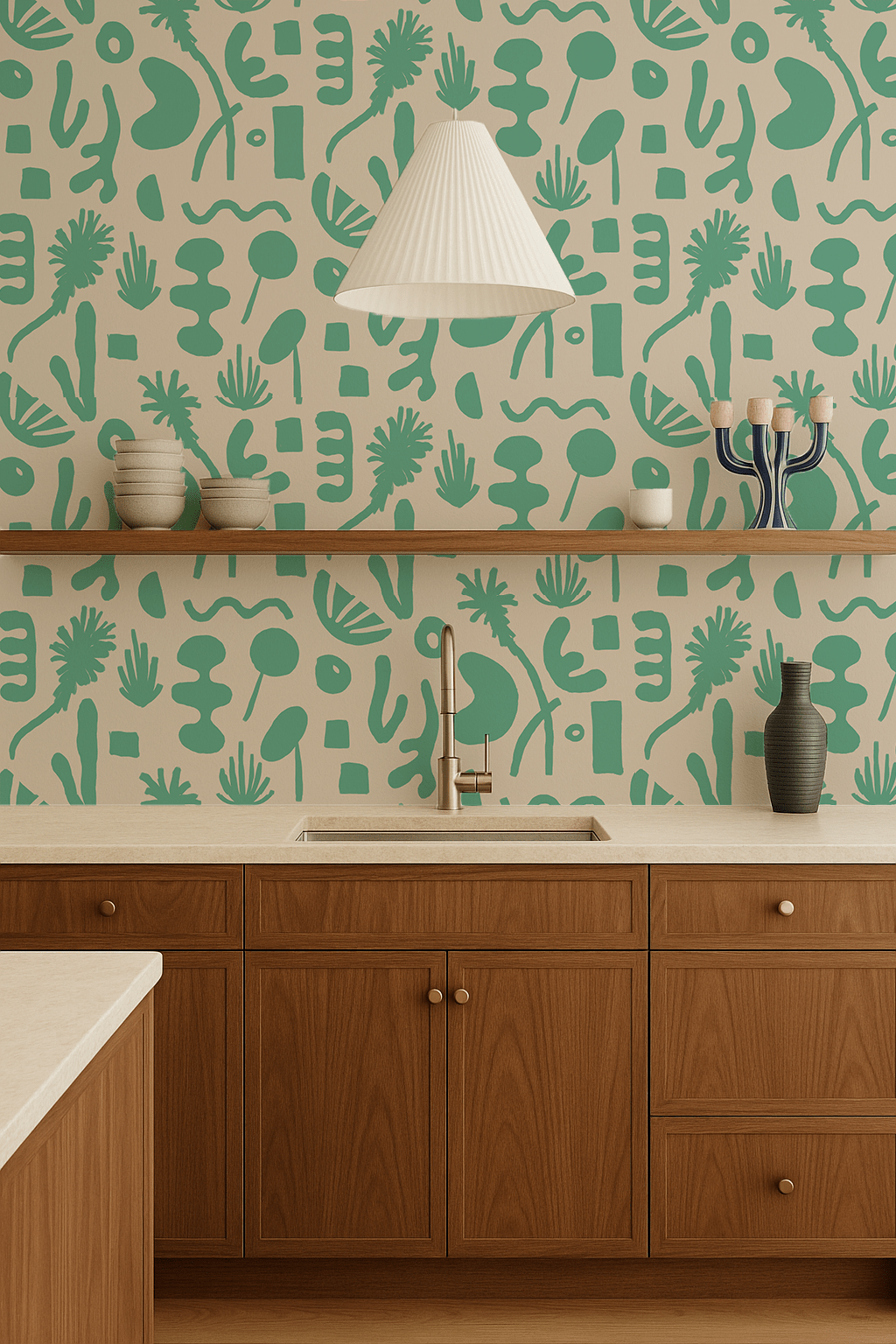 Pool Side Wallpaper, tan and teal - mosswell.us