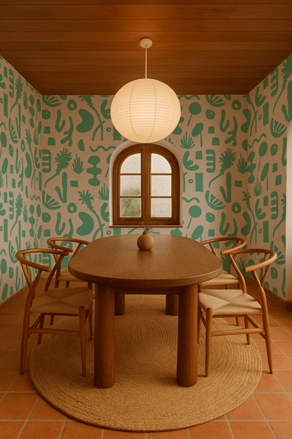 Pool Side Wallpaper, tan and teal - mosswell.us