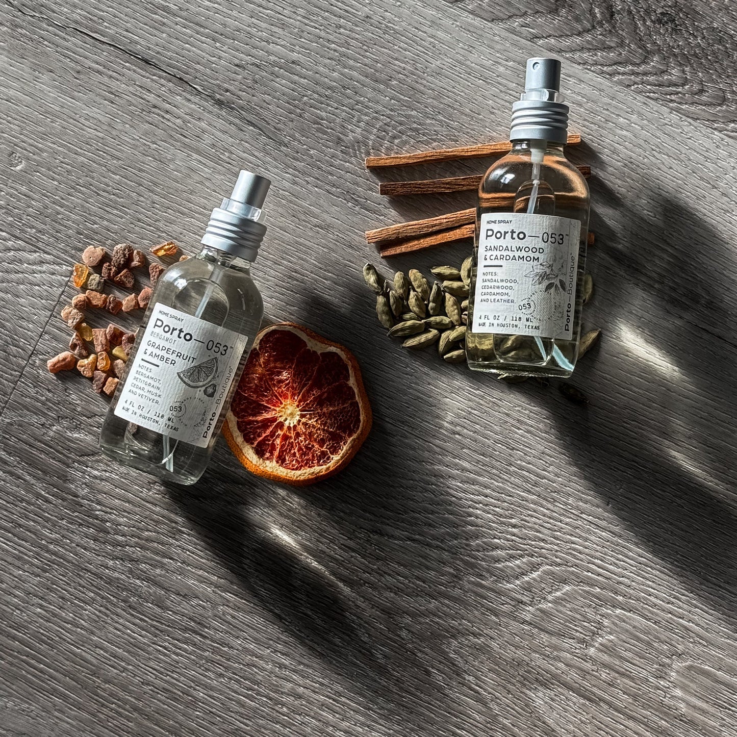 Porto - 053 Room Spray – Linen & Fabric Freshener – High Fragrance Concentration – Vegan & Handmade in USA – 4 oz Clear Glass Bottle with decorative box - mosswell.us