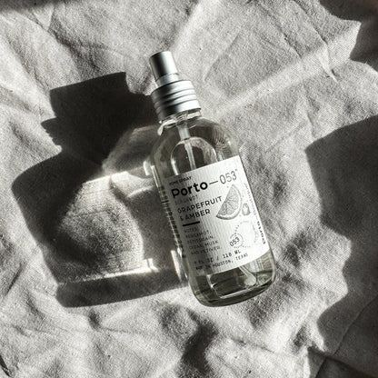 Porto - 053 Room Spray – Linen & Fabric Freshener – High Fragrance Concentration – Vegan & Handmade in USA – 4 oz Clear Glass Bottle with decorative box - mosswell.us