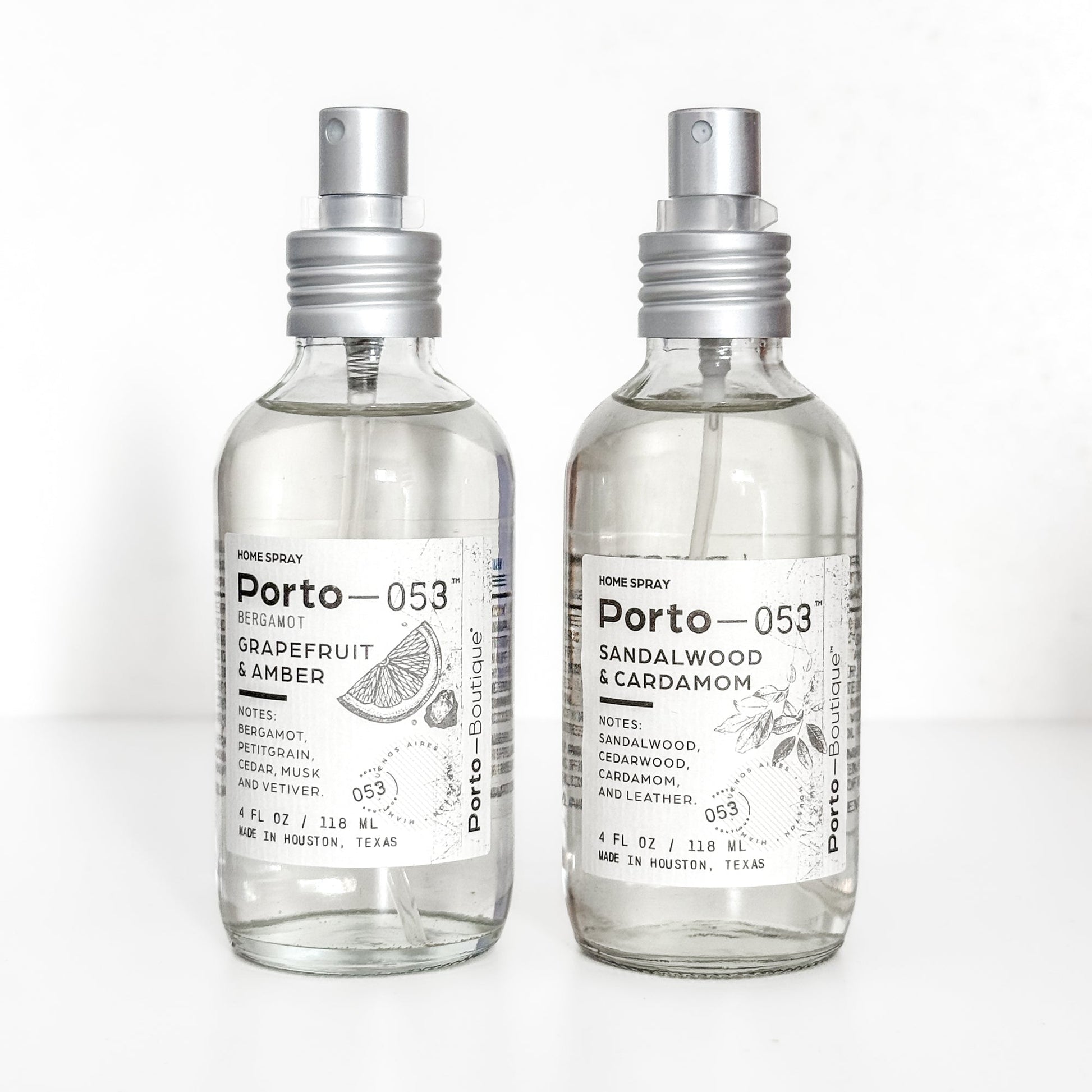 Porto - 053 Room Spray – Linen & Fabric Freshener – High Fragrance Concentration – Vegan & Handmade in USA – 4 oz Clear Glass Bottle with decorative box - mosswell.us