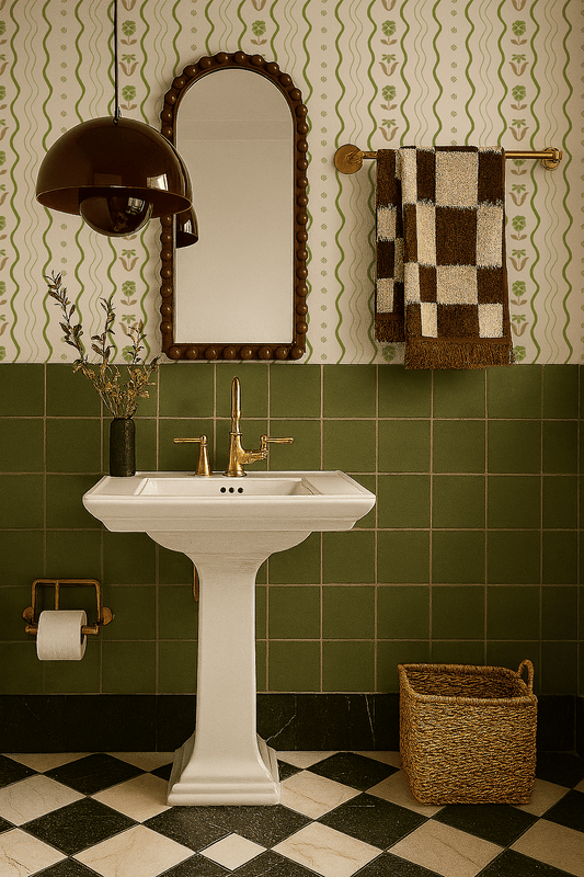 Posy Lane Stripe Wallpaper, beige and green - mosswell.us
