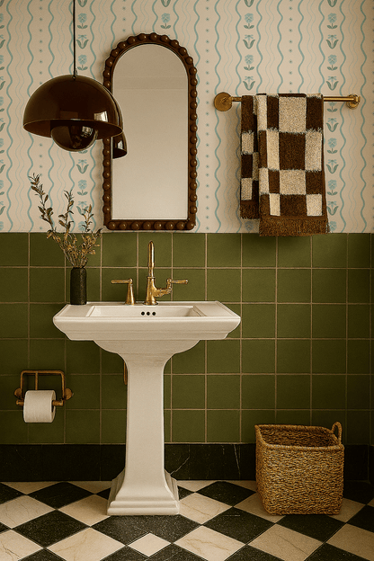 Posy Lane Stripe Wallpaper, beige and light blue - mosswell.us