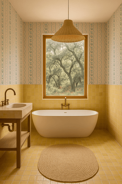 Posy Lane Stripe Wallpaper, beige and light blue - mosswell.us