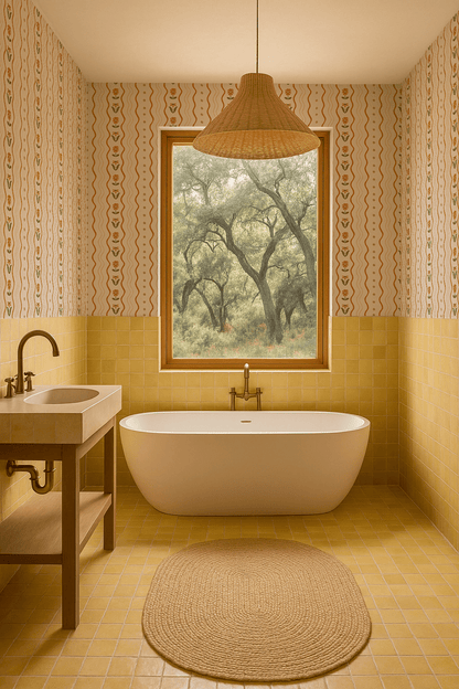 Posy Lane Stripe Wallpaper, beige and orange - mosswell.us