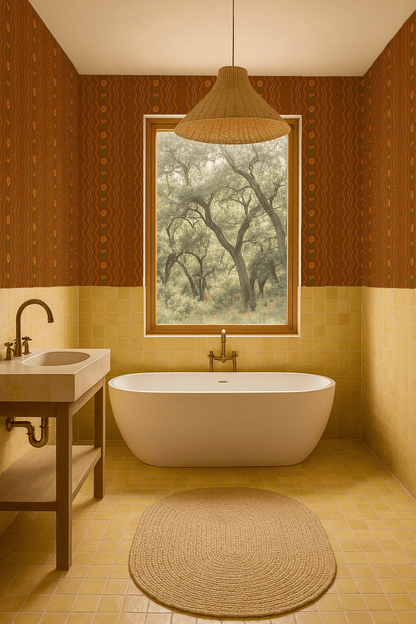 Posy Lane Stripe Wallpaper, golden brown and orange - mosswell.us