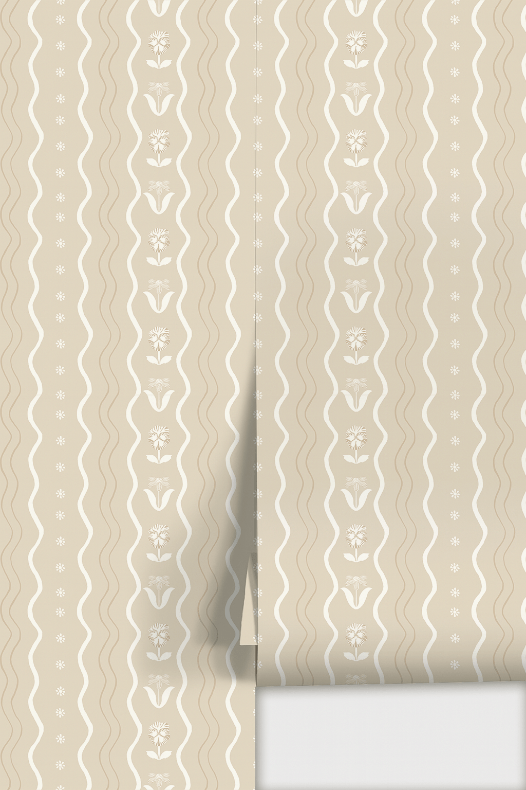 Posy Lane Stripe Wallpaper, tan and white - mosswell.us