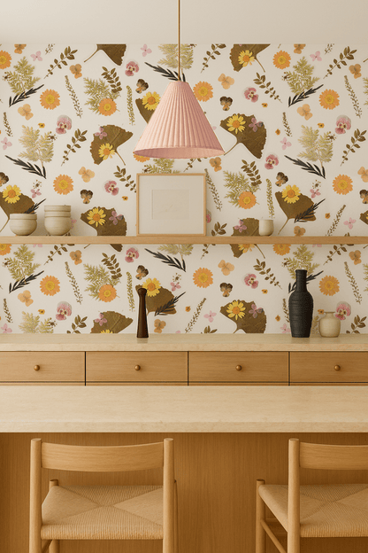 Pressed Fresh Version 01 Wallpaper, orange and pink - mosswell.us