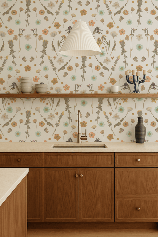 Pressed Fresh Version 02 Wallpaper, peach and mint - mosswell.us
