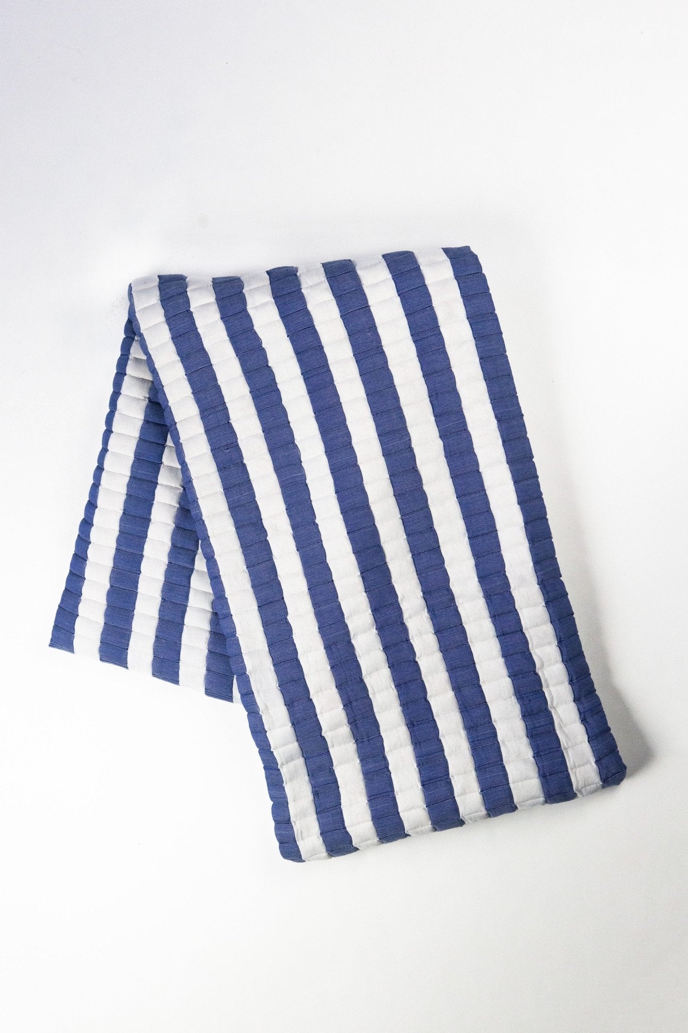 Quilted Sujani Throw Blanket - Blue and White Striped - mosswell.us