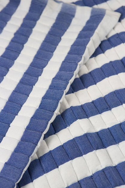 Quilted Sujani Throw Blanket - Blue and White Striped - mosswell.us