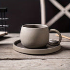 Retro Colorblock Insulated Ceramic Coffee Mug and Saucer Set - mosswell.us