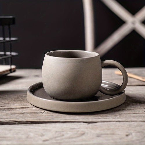 Retro Colorblock Insulated Ceramic Coffee Mug and Saucer Set - mosswell.us
