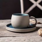 Retro Colorblock Insulated Ceramic Coffee Mug and Saucer Set - mosswell.us