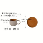 Retro Colorblock Insulated Ceramic Coffee Mug and Saucer Set - mosswell.us
