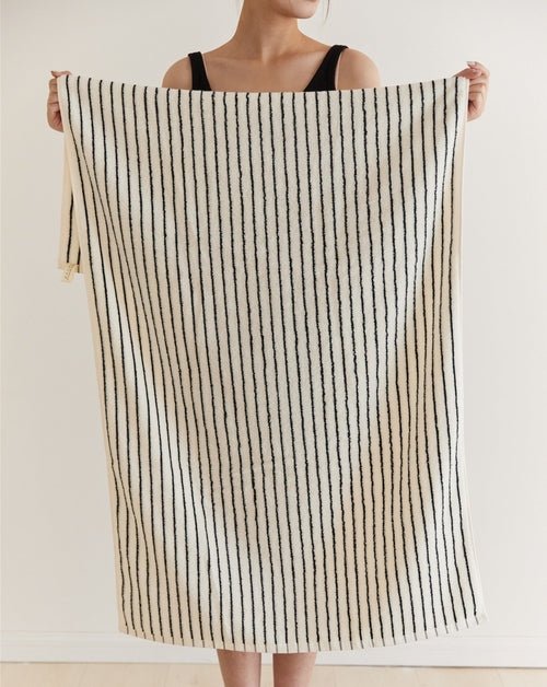 Retro Style 100% ORGANIC Combed Cotton Striped Bath Towel - mosswell.us