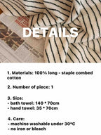 Retro Style 100% ORGANIC Combed Cotton Striped Bath Towel - mosswell.us