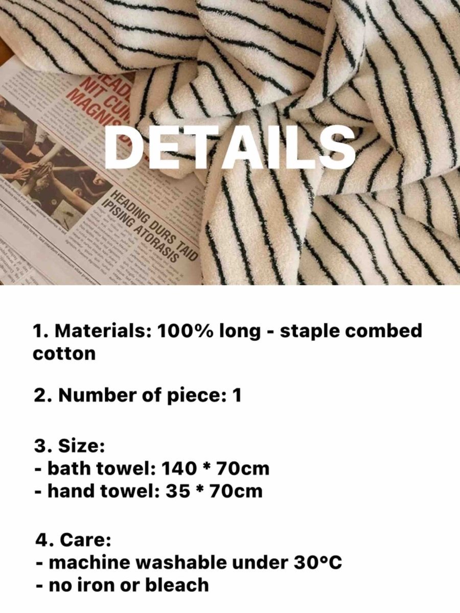 Retro Style 100% ORGANIC Combed Cotton Striped Bath Towel - mosswell.us