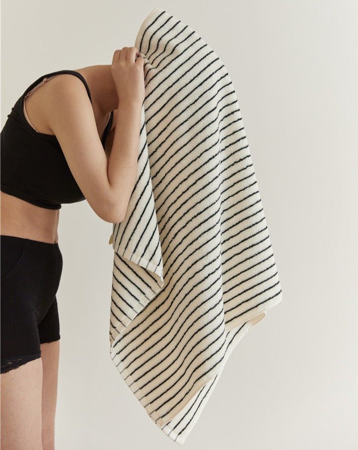 Retro Style 100% ORGANIC Combed Cotton Striped Bath Towel - mosswell.us