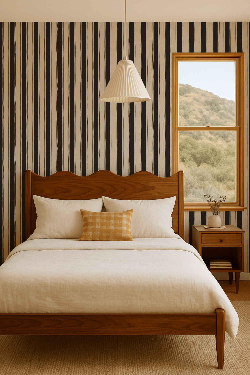 Riviera Stripe Wallpaper, off - white and black - mosswell.us