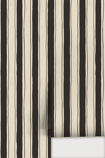 Riviera Stripe Wallpaper, off - white and black - mosswell.us