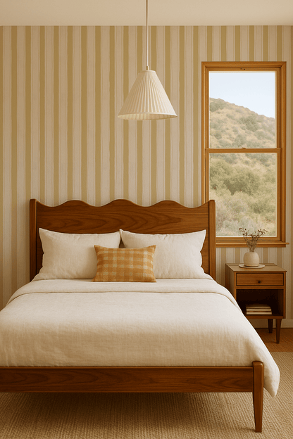 Riviera Stripe Wallpaper, off - white and butter yellow - mosswell.us